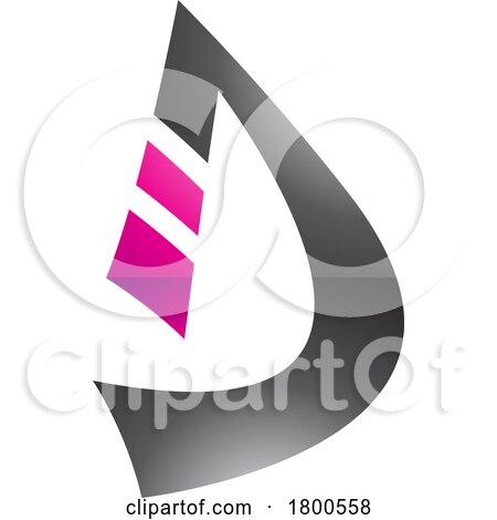 Magenta and Black Glossy Curved Strip Shaped Letter D Icon by cidepix