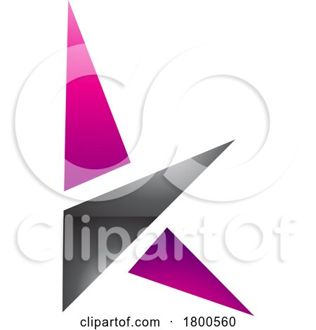 Magenta and Black Glossy Letter K Icon with Triangles by cidepix