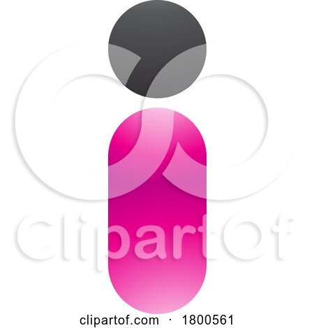 Magenta and Black Glossy Abstract Round Person Shaped Letter I Icon by cidepix