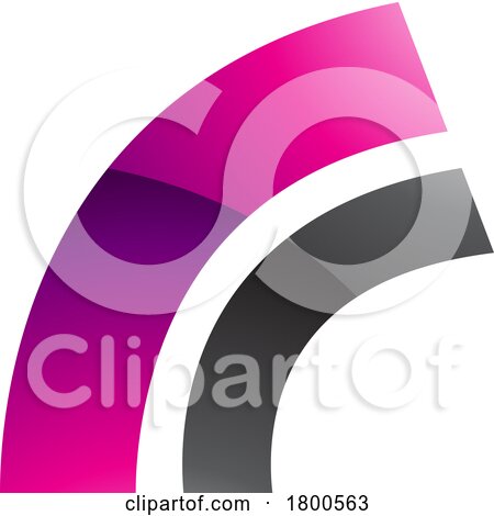 Magenta and Black Glossy Arc Shaped Letter R Icon by cidepix
