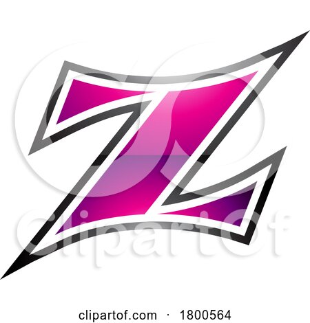 Magenta and Black Glossy Arc Shaped Letter Z Icon by cidepix