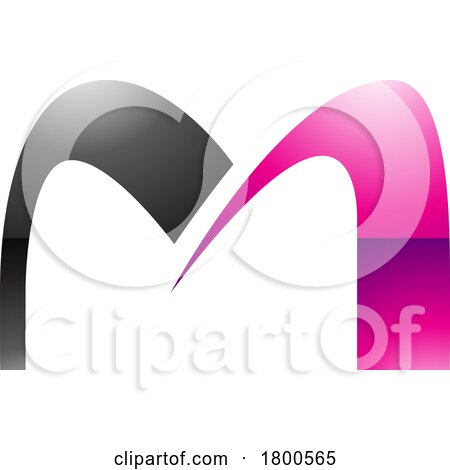 Magenta and Black Glossy Arch Shaped Letter M Icon by cidepix