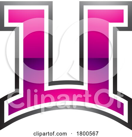 Magenta and Black Glossy Arch Shaped Letter U Icon by cidepix