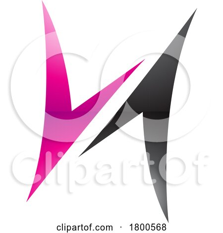 Magenta and Black Glossy Arrow Shaped Letter H Icon by cidepix
