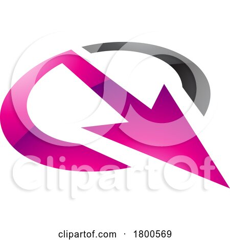 Magenta and Black Glossy Arrow Shaped Letter Q Icon by cidepix
