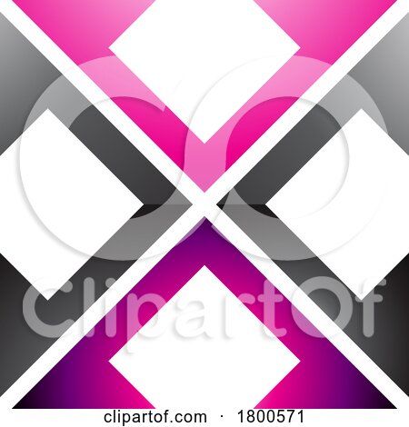 Magenta and Black Glossy Arrow Square Shaped Letter X Icon by cidepix