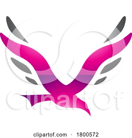 Magenta and Black Glossy Bird Shaped Letter V Icon by cidepix