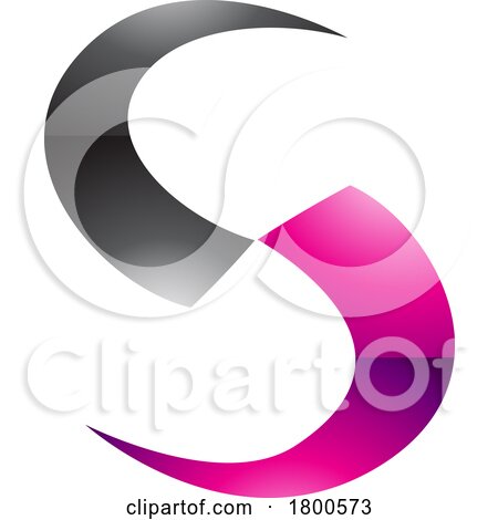 Magenta and Black Glossy Blade Shaped Letter S Icon by cidepix