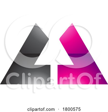 Magenta and Black Glossy Bold Letter U Icon with Straight Lines by cidepix