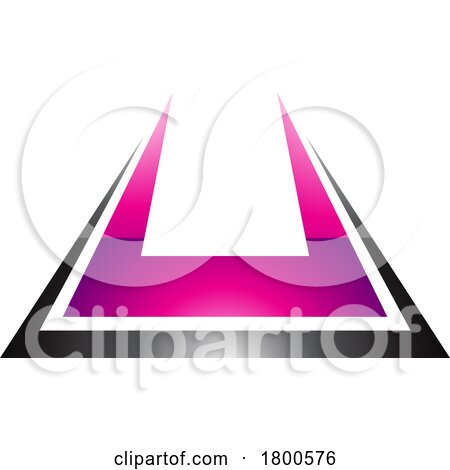 Magenta and Black Glossy Bold Spiky Shaped Letter U Icon by cidepix