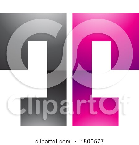 Magenta and Black Glossy Bold Split Shaped Letter T Icon by cidepix