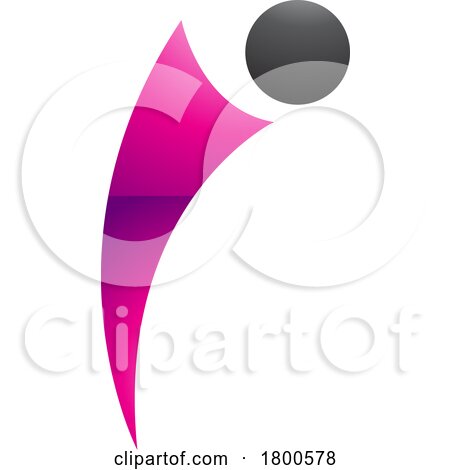 Magenta and Black Glossy Bowing Person Shaped Letter I Icon by cidepix