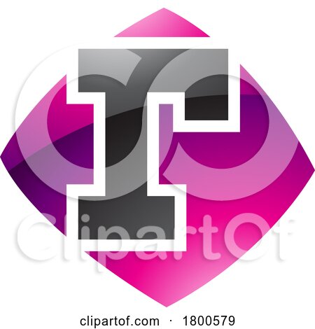 Magenta and Black Glossy Bulged Square Shaped Letter R Icon by cidepix