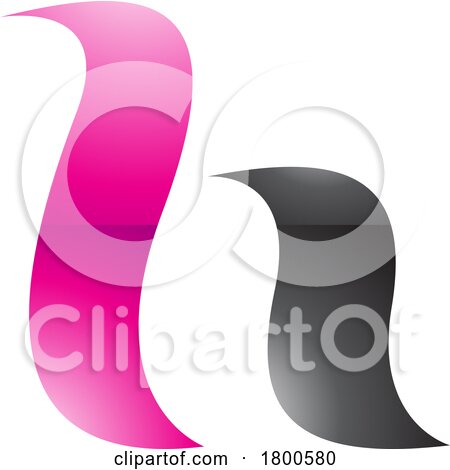 Magenta and Black Glossy Calligraphic Letter H Icon by cidepix