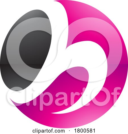 Magenta and Black Glossy Circle Shaped Letter H Icon by cidepix