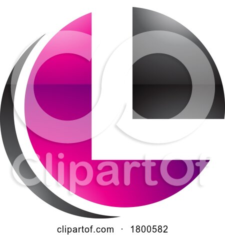Magenta and Black Glossy Circle Shaped Letter L Icon by cidepix