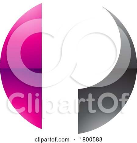 Magenta and Black Glossy Circle Shaped Letter P Icon by cidepix