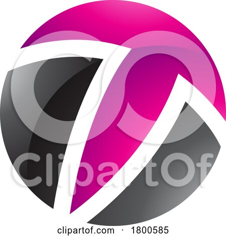 Magenta and Black Glossy Circle Shaped Letter T Icon by cidepix