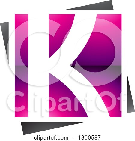 Magenta and Black Glossy Square Letter K Icon by cidepix