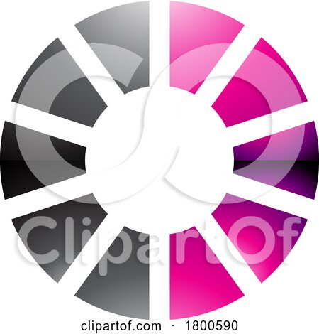 Magenta and Black Glossy Striped Letter O Icon by cidepix