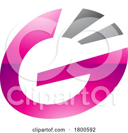 Magenta and Black Glossy Striped Oval Letter G Icon by cidepix