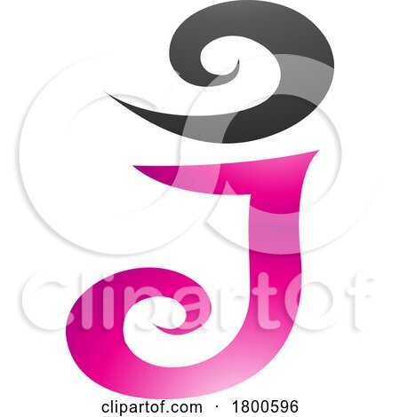 Magenta and Black Glossy Swirl Shaped Letter J Icon by cidepix