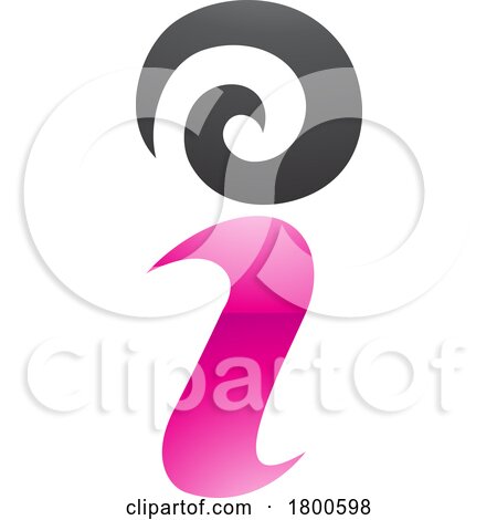 Magenta and Black Glossy Swirly Letter I Icon by cidepix