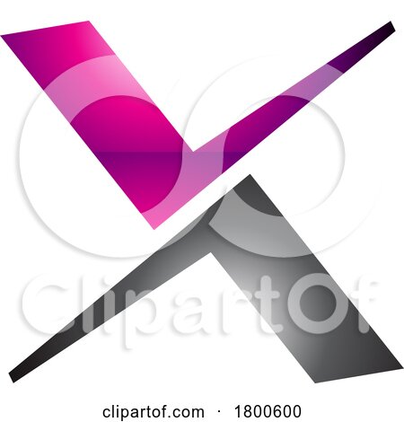 Magenta and Black Glossy Tick Shaped Letter X Icon by cidepix