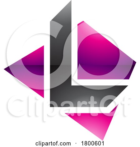 Magenta and Black Glossy Trapezium Shaped Letter L Icon by cidepix