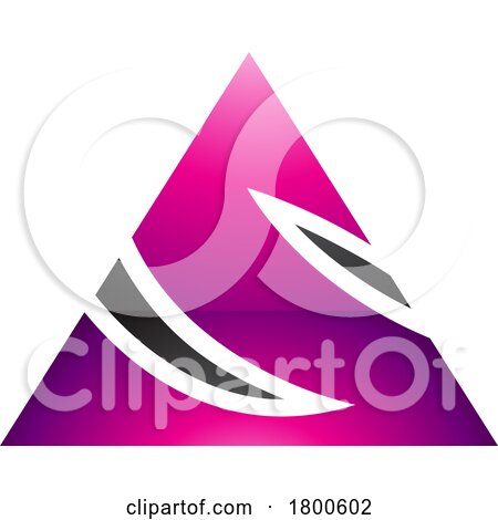 Magenta and Black Glossy Triangle Shaped Letter S Icon by cidepix
