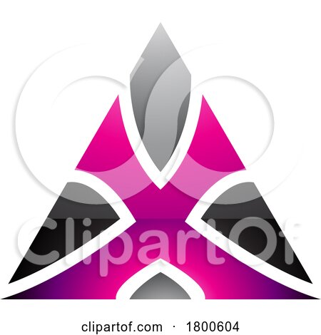 Magenta and Black Glossy Triangle Shaped Letter X Icon by cidepix