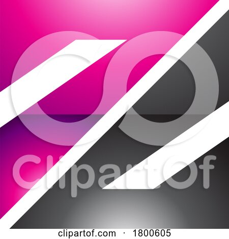 Magenta and Black Glossy Triangular Square Shaped Letter Z Icon by cidepix