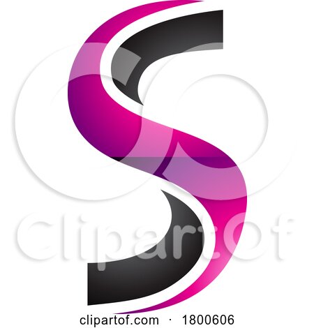Magenta and Black Glossy Twisted Shaped Letter S Icon by cidepix