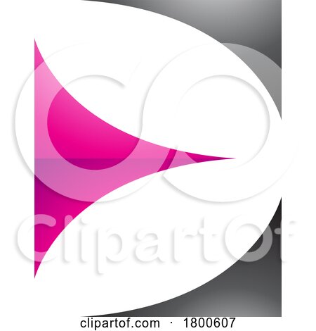 Magenta and Black Glossy Uppercase Letter E Icon with Curvy Triangles by cidepix