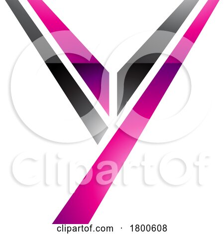 Magenta and Black Glossy Uppercase Letter Y Icon by cidepix