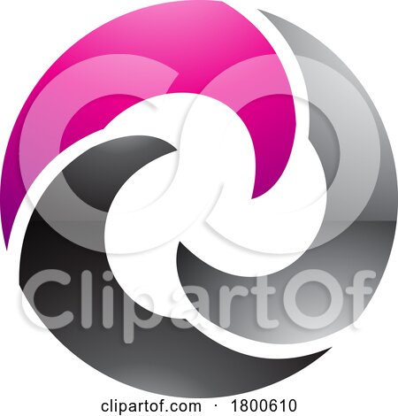 Magenta and Black Glossy Wave Shaped Letter O Icon by cidepix