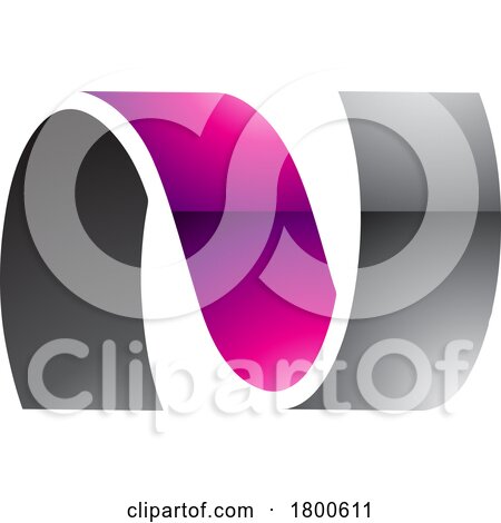 Magenta and Black Glossy Wavy Shaped Letter N Icon by cidepix