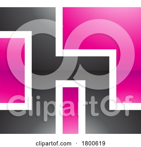 Magenta and Black Square Shaped Glossy Letter H Icon by cidepix