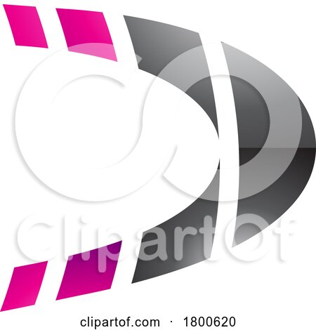 Magenta and Black Striped Glossy Letter D Icon by cidepix