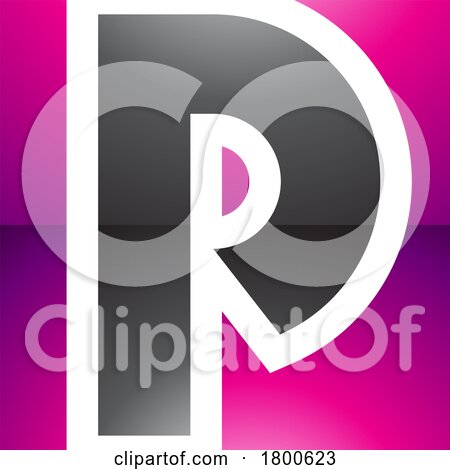 Magenta and Black Glossy Square Letter P Icon by cidepix