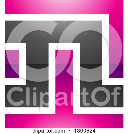 Magenta and Black Glossy Square Shaped Letter N Icon by cidepix