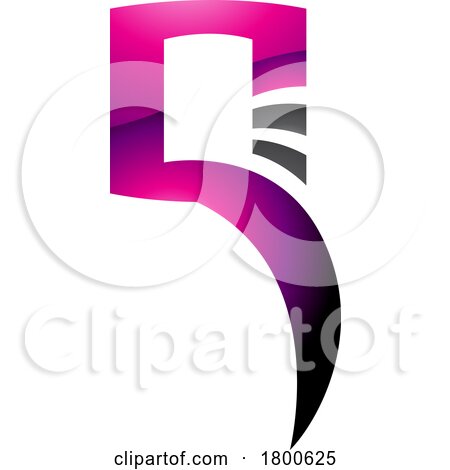 Magenta and Black Glossy Square Shaped Letter Q Icon by cidepix