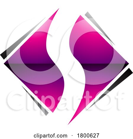 Magenta and Black Glossy Square Diamond Shaped Letter S Icon by cidepix