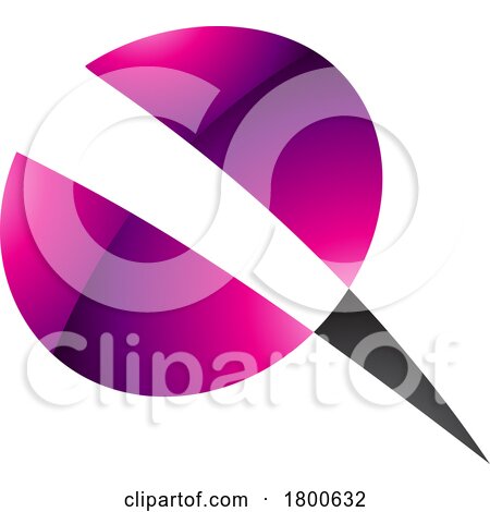 Magenta and Black Glossy Screw Shaped Letter Q Icon by cidepix