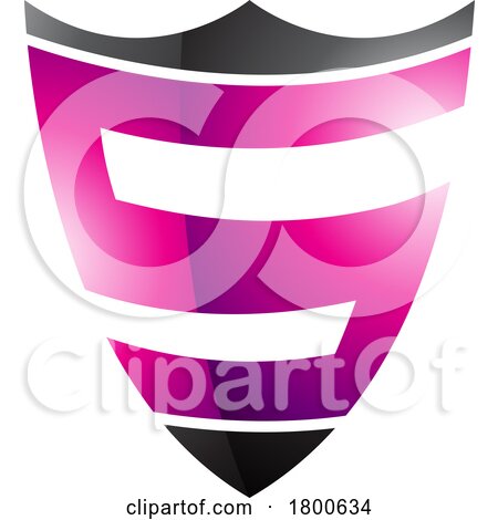 Magenta and Black Glossy Shield Shaped Letter S Icon by cidepix