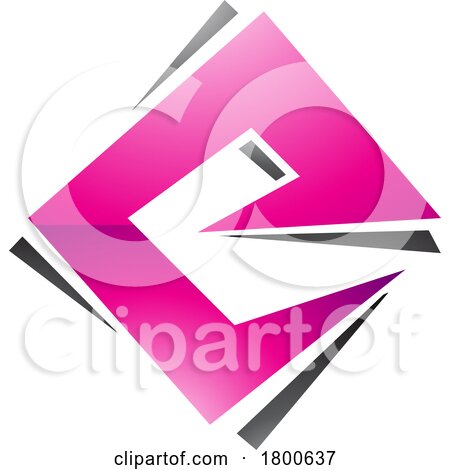 Magenta and Black Glossy Square Diamond Letter E Icon by cidepix