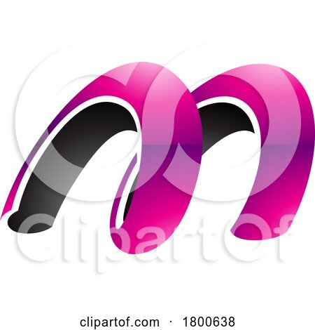 Magenta and Black Glossy Spring Shaped Letter M Icon by cidepix