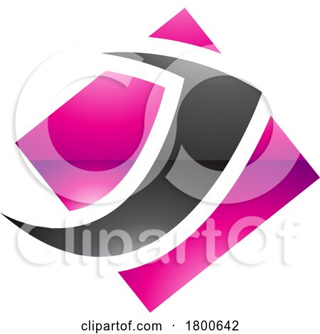 Magenta and Black Glossy Diamond Square Letter J Icon by cidepix