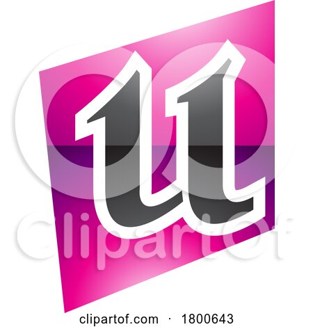Magenta and Black Glossy Distorted Square Shaped Letter U Icon by cidepix