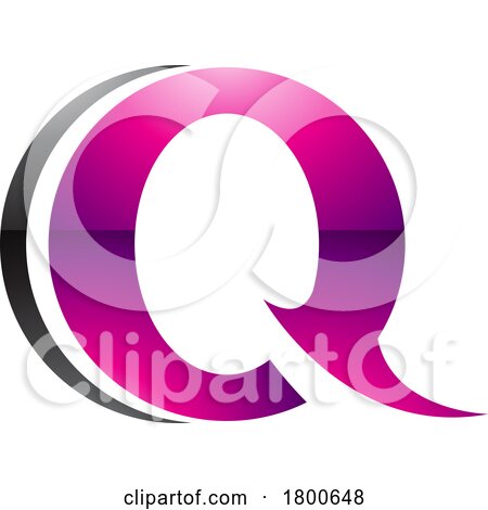 Magenta and Black Glossy Spiky Round Shaped Letter Q Icon by cidepix